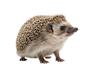 Naklejka premium A small, cute hedgehog with prickly spines, isolated on a transparent background, showcasing its detailed fur and features