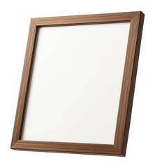 Fototapeta premium Wooden picture frame with a rectangular shape and a simple, elegant design on transparent background.