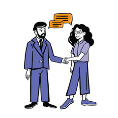 Contract business handshake color in flat style