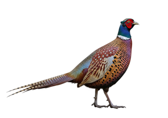 A colorful male pheasant bird standing isolated on transparent background