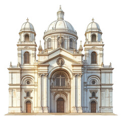 Fototapeta premium Front view of the Basilica of St. Francis Xavier isolated on a white transparent background.