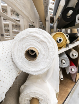 Rolls of fabric for curtains