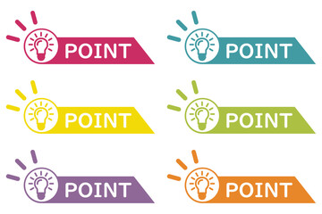 イラスト素材：ポイント,重要,電球,チェック,注目,注意	
