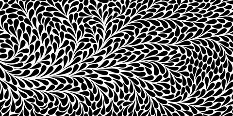 Abstract black and white swirling leaf pattern background