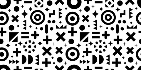Abstract geometric pattern with black shapes on white background