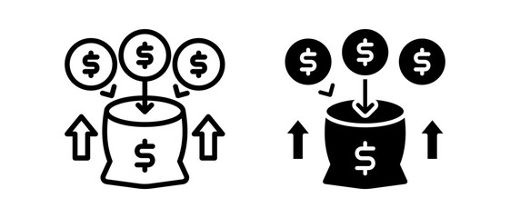 Fund multiple icon set of two.line and glyph vector illustration