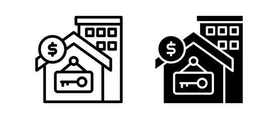 Rental multiple icon set of two.line and glyph vector illustration
