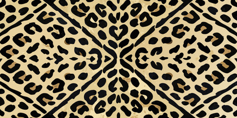 Symmetrical leopard print pattern with vintage texture