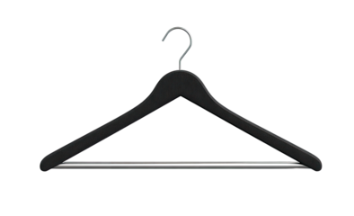 Dark gray/black coat hanger with chrome/silver bar