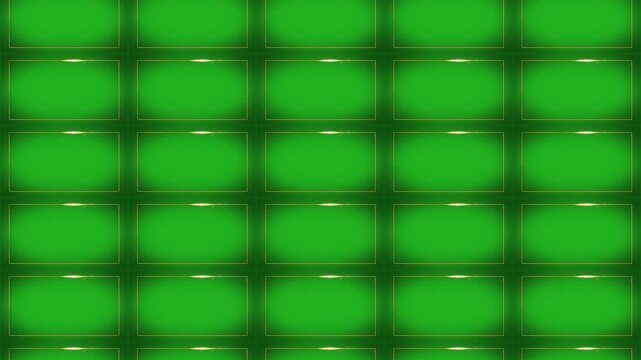 Digital art of a green quilted pattern with gold borders, forming a luxurious, padded tile texture