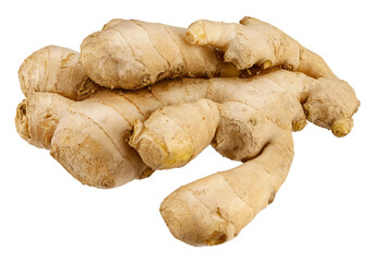 Ginger root isolated on a transparent background. Full depth of field. PNG.