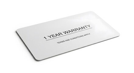 One Year Warranty Card on White Background