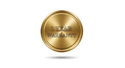 One Year Warranty Gold Coin Illustration