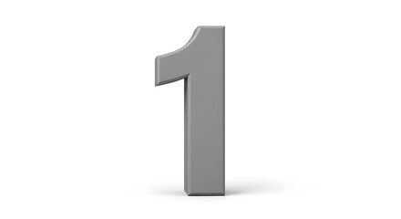 3D Rendered Number One on White Background