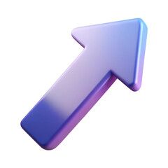 3d upward arrow icon with gradient isolated on transparent background