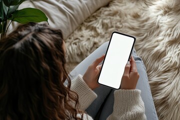 Sharp Image of High Angle Woman Playing with Her Phone