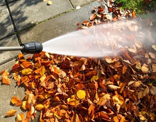 Fall Cleanup with Pressure Washer