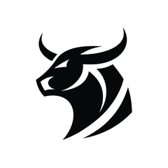 Bull head logo design. Abstract stylized cow or bull head horns silhouette icon. Premium logo for steak house. Taurus symbol. Black vector illustration Design.