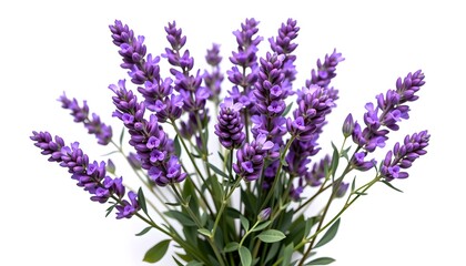 Obraz premium Close-up shot of vibrant lavender flowers in full bloom, showcasing their vivid purple hues and delicate structure. This image conveys a sense of serenity, freshness, and natural beauty