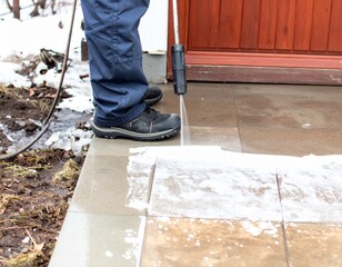 Removing Winter Salt Stains with Pressure Washer