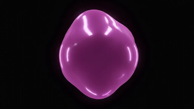 Abstract Purple Liquid Blob Morphing and Pulsating on Black Background - Organic Fluid Shape with Glossy Reflection Seamless Loop Motion Graphic for Futuristic 
