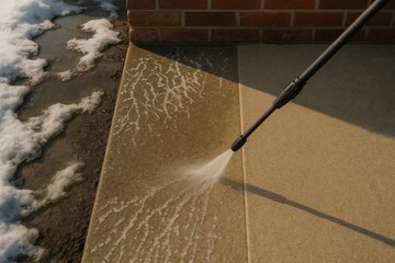 Removing Winter Salt Stains with Pressure Washer