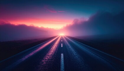 Colorful Sunrise Highway Perspective