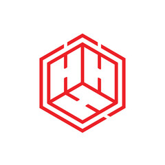 Geometric Line Style Initial HH Letter Hexagon Box Shape Logo Icon