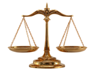 Golden Balance Scale Isolated on Transparent Background for Use