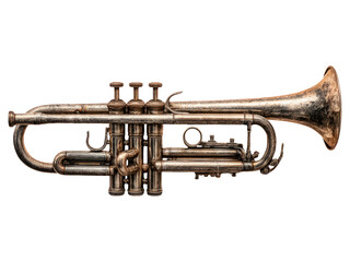 Obraz premium Antique Trumpet Isolated on Transparent Background for Music Themes