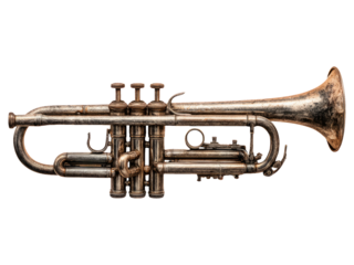 Antique Trumpet Isolated on Transparent Background for Music Themes