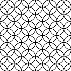Naklejka premium Intertwined circles create a mesmerizing geometric pattern, forming rhombus shapes in negative space, ideal for backgrounds, textiles, and decorative designs