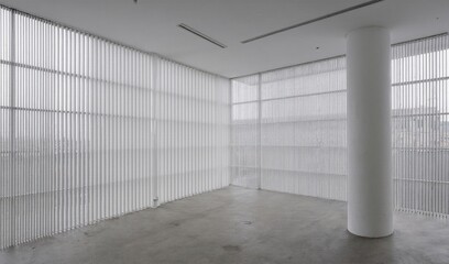 Minimalist Art Installation with Vertical Panels and Central Column