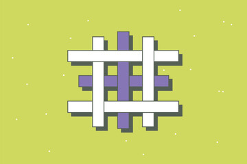 Abstract geometric design with white and purple bars on a light green background with small dots