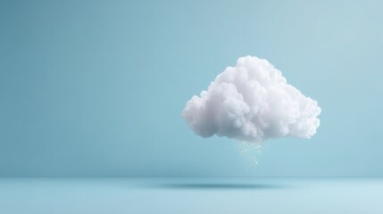 Naklejka premium Soft White Cloud Floating on Light Blue Background with Gentle Shadows