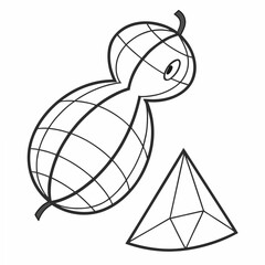 Stylized peanut with geometric triangle isolated on white background