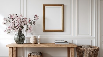 Clean art frame with soft interior styling