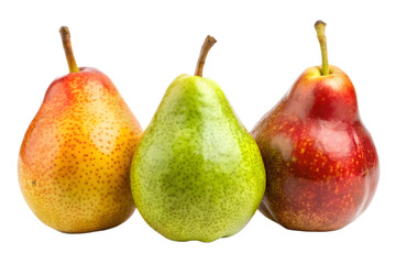 Three pears isolated on transparent background