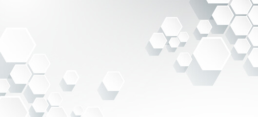 Abstract hexagon technology style geometric shape background, simple white background image.