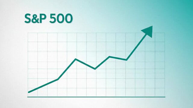 S&P 500 stock market digital graph showing initial growth, fluctuations, and overall strong upward profit trend footage.