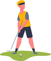 Professional golfer focusing intently on hitting the ball on the lush green of a golf course, enjoying a sunny day filled with sport and competitive spirit