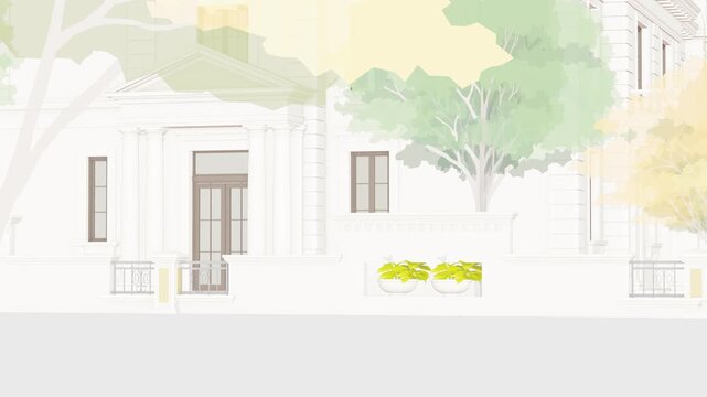Luxury Villa Apartment Complex, Seamless 3D Loop Animation, 3d rendering, Generic 