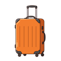A Detailed Orange Suitcase with Black Accents