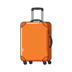 A Vibrant Orange Luggage with a Black Handle and Wheels