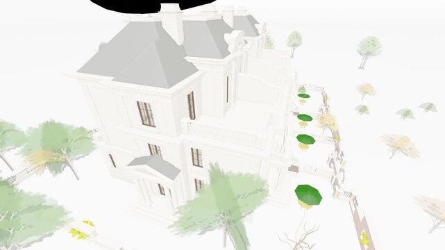 Luxury Villa Apartment Complex, Seamless 3D Loop Animation, 3d rendering, Generic 
