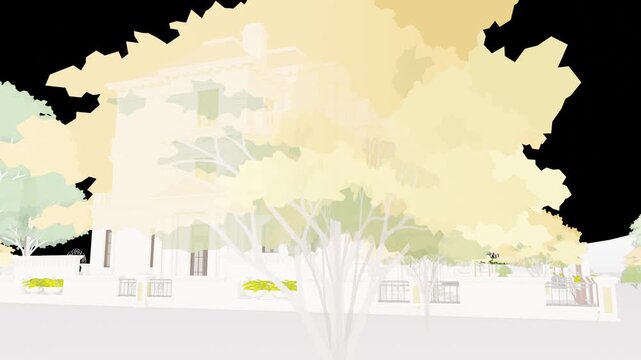 Luxury Villa Apartment Complex, Seamless 3D Loop Animation, 3d rendering, Generic 