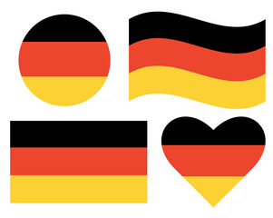 Obraz premium Round, waving, squared flag of Germany and heart shape. Circle German flag isolated.