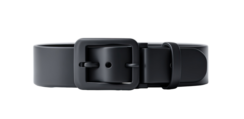 A matte black belt with a rectangular buckle