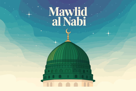 Mawlid al Nabi Islamic Prophet Muhammad Dome Crescent Spiritual Celebration