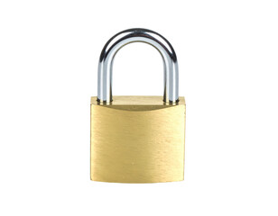 Naklejka premium Padlock security lock safety metal protection secure access privacy brass on transparent background